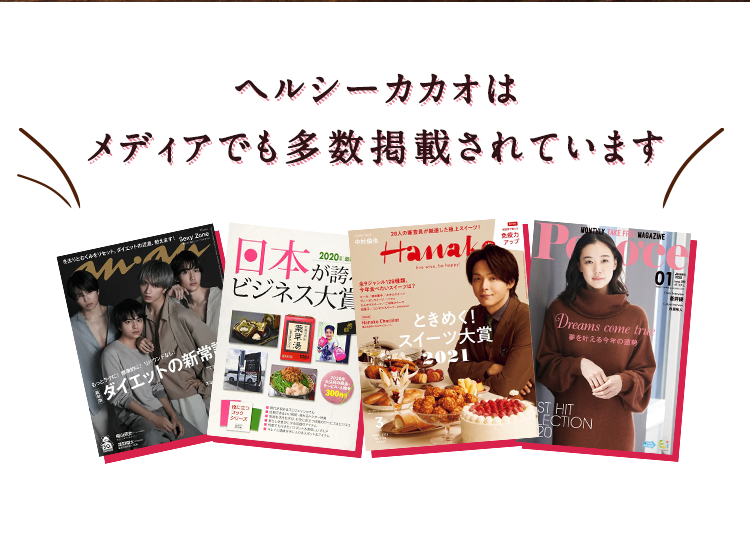 ヘルシーカカオはメディアでも多数掲載されています