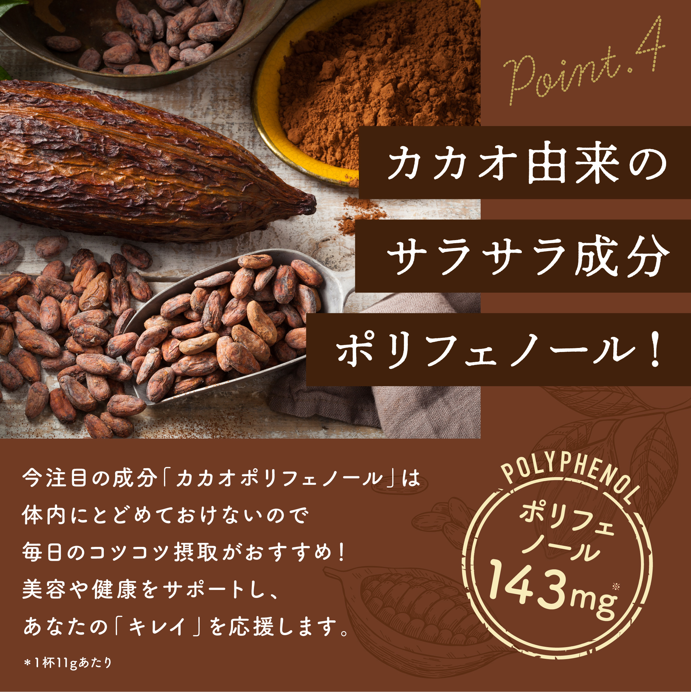 カカオy来のサラサラ成分ポリフェノール