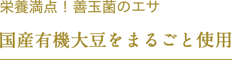 栄養満点！善玉菌のエサ　国産有機大豆をまるごと使用